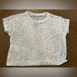 White Patterned crop Short Sleeve Top